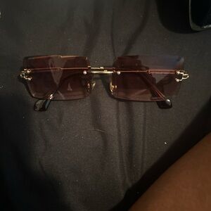 Rimless Rectangle Sunglasses in Brown Gradient